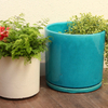 Custom Flower Pot Small Planter Blue Ceramic Planters Pot Balcony And Artificial Flower Pots